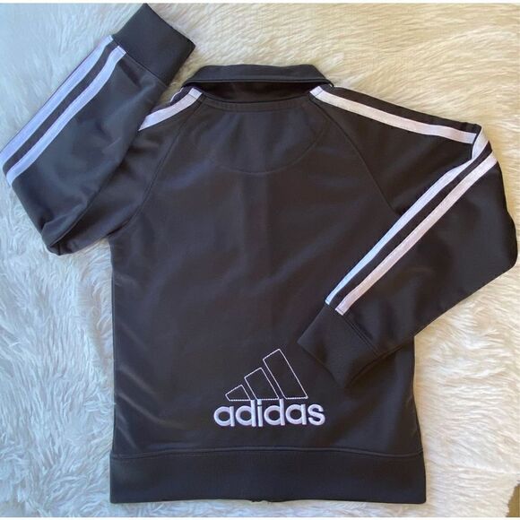 Adidas SZ 4 Little Boys Grey & White Full Zip Track Jacket With Logo - Picture 9 of 10
